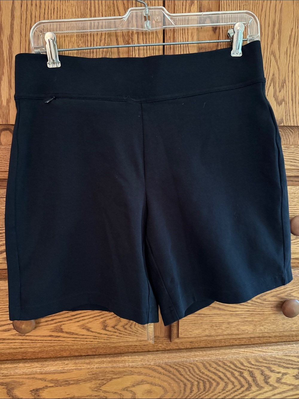 Lands' End Black Pull-On Athletic Shorts with Zip Pocket